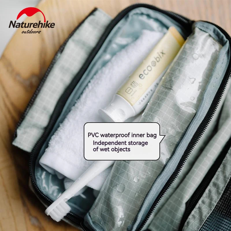 Naturehike Waterproof Hanging Toiletry Bag With Wet And Dry Compartments