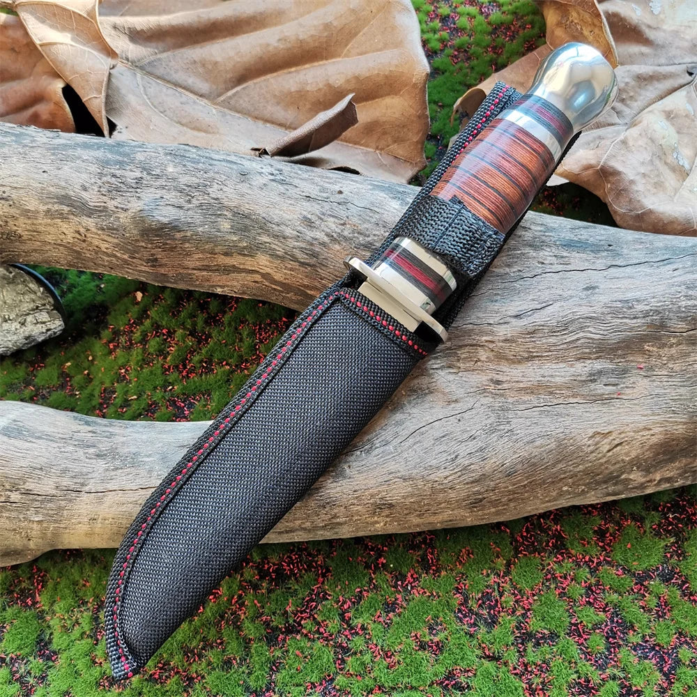 Doom Blade Stainless Steel Hunting Knife With Wooden Handle
