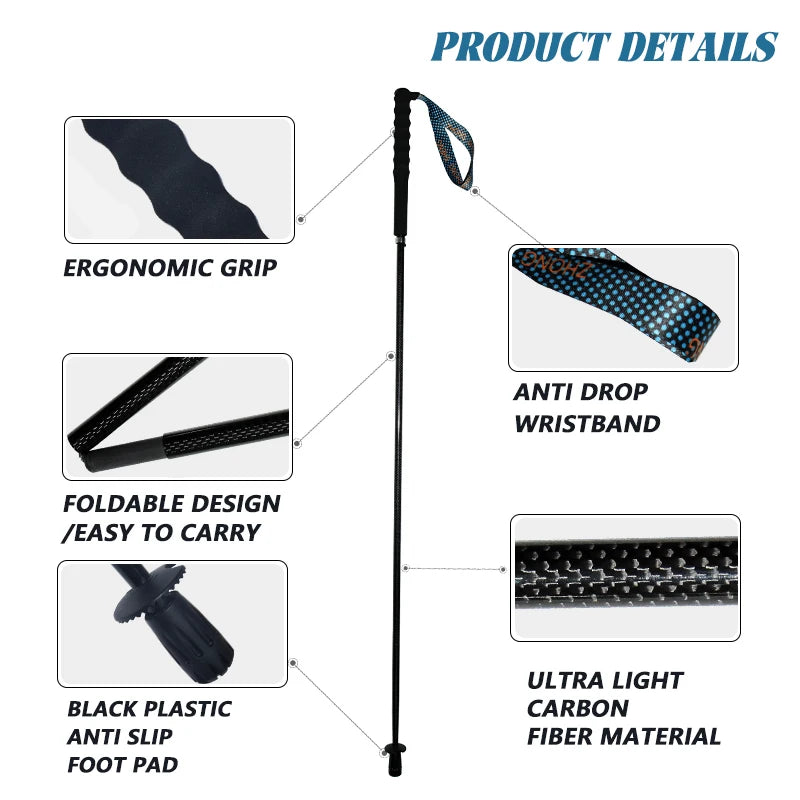 OKHEALING Carbon Fiber Collapsible Trekking Poles