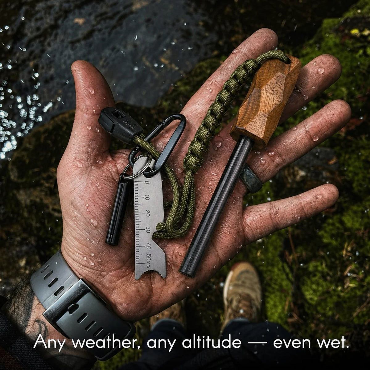 Magnesium Fire Starter Survival Kit With Whistle And Scraper