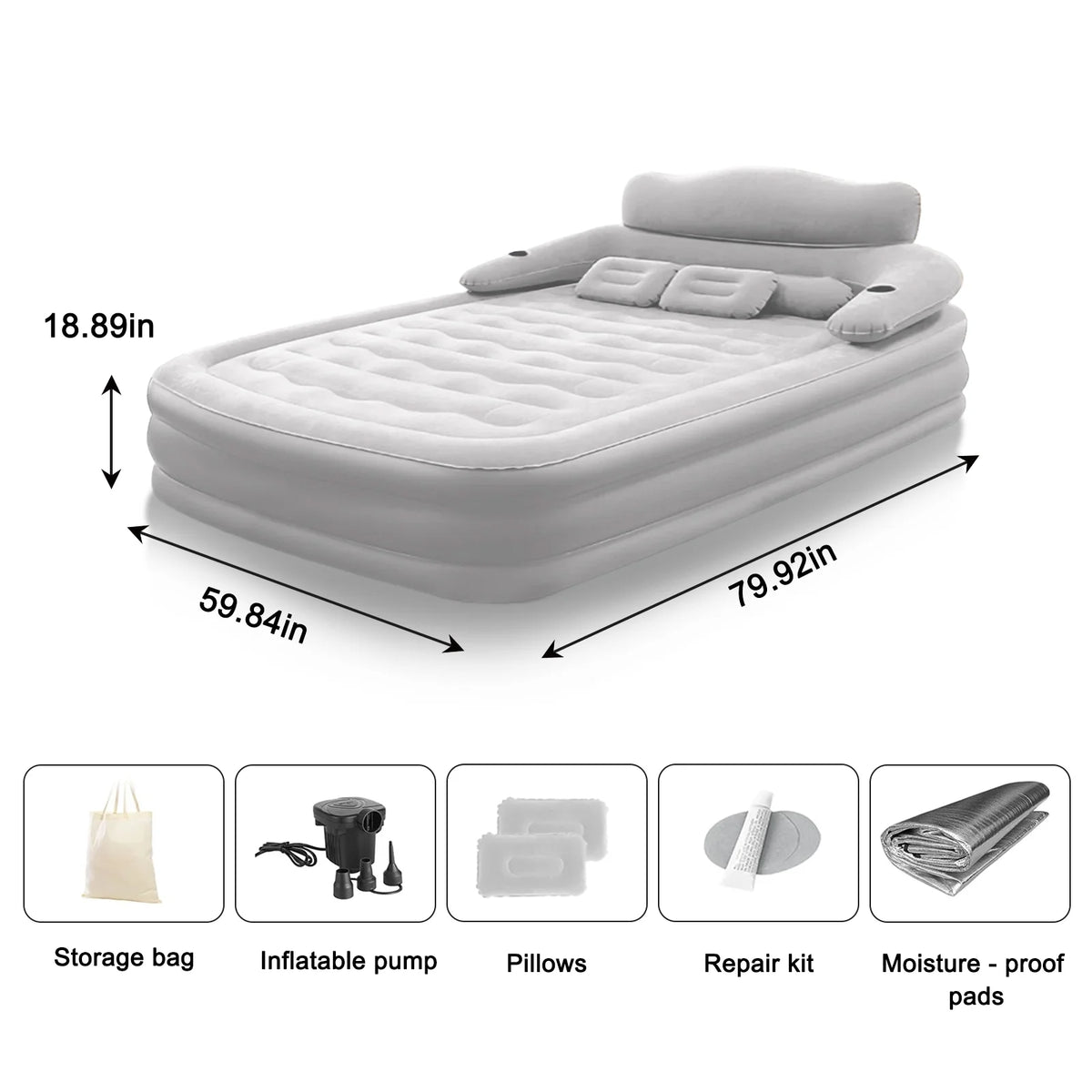 Built In Pump Inflatable Camping Mattress for Indoor Outdoor Comfort