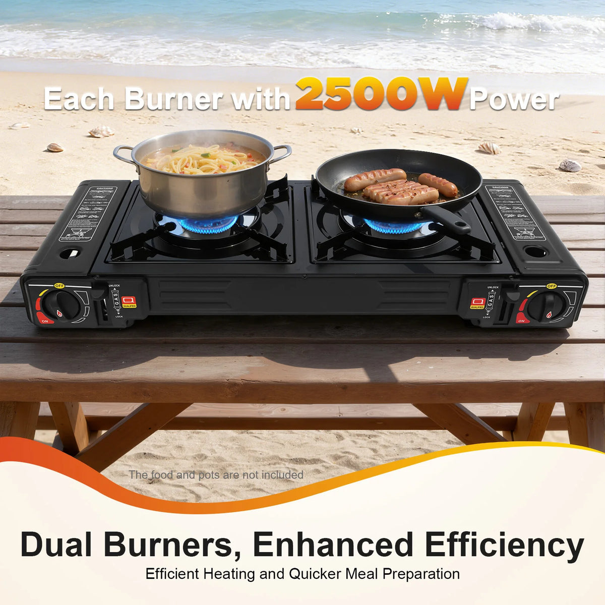 Two Burner Portable Camping Gas Stove With Push Ignition