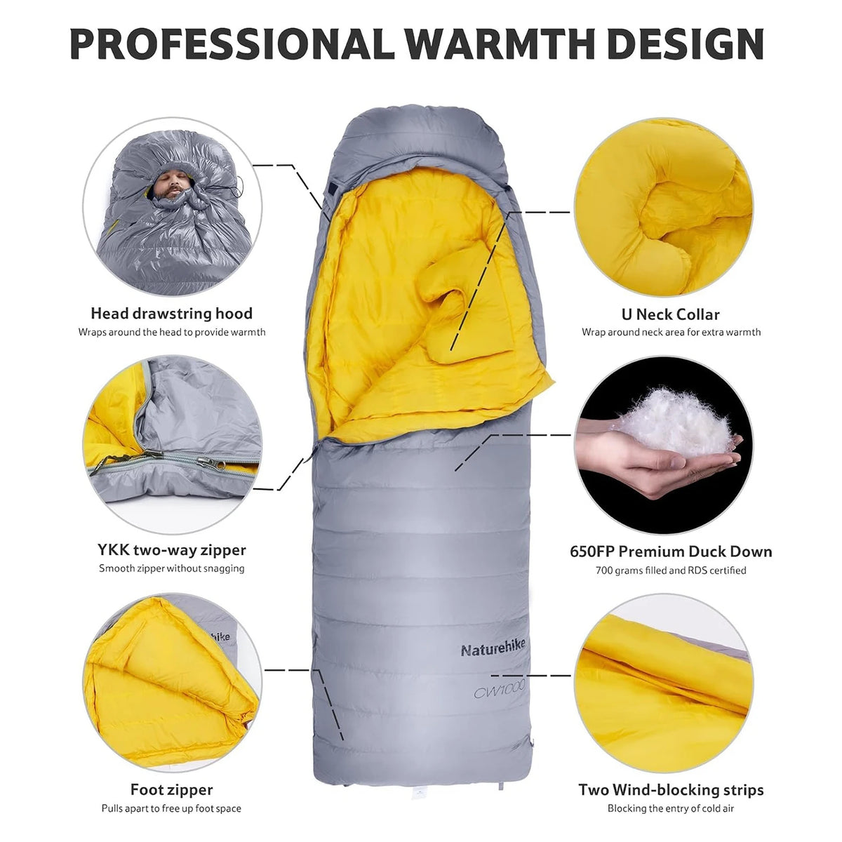 Naturehike Ultralight Duck Down Sleeping Bag For Camping