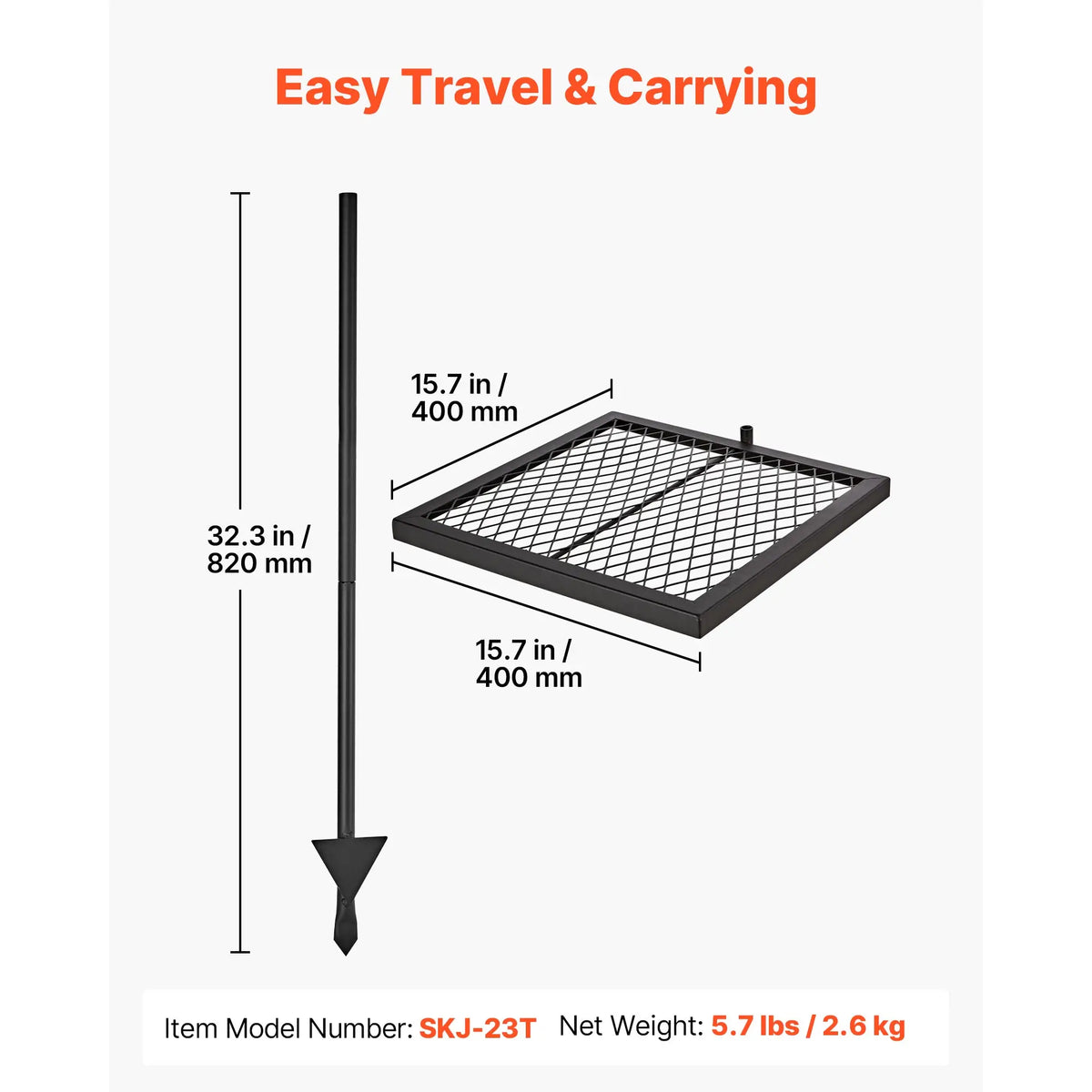 SucceBuy Portable Swivel Campfire Grill for Open Flame Cooking