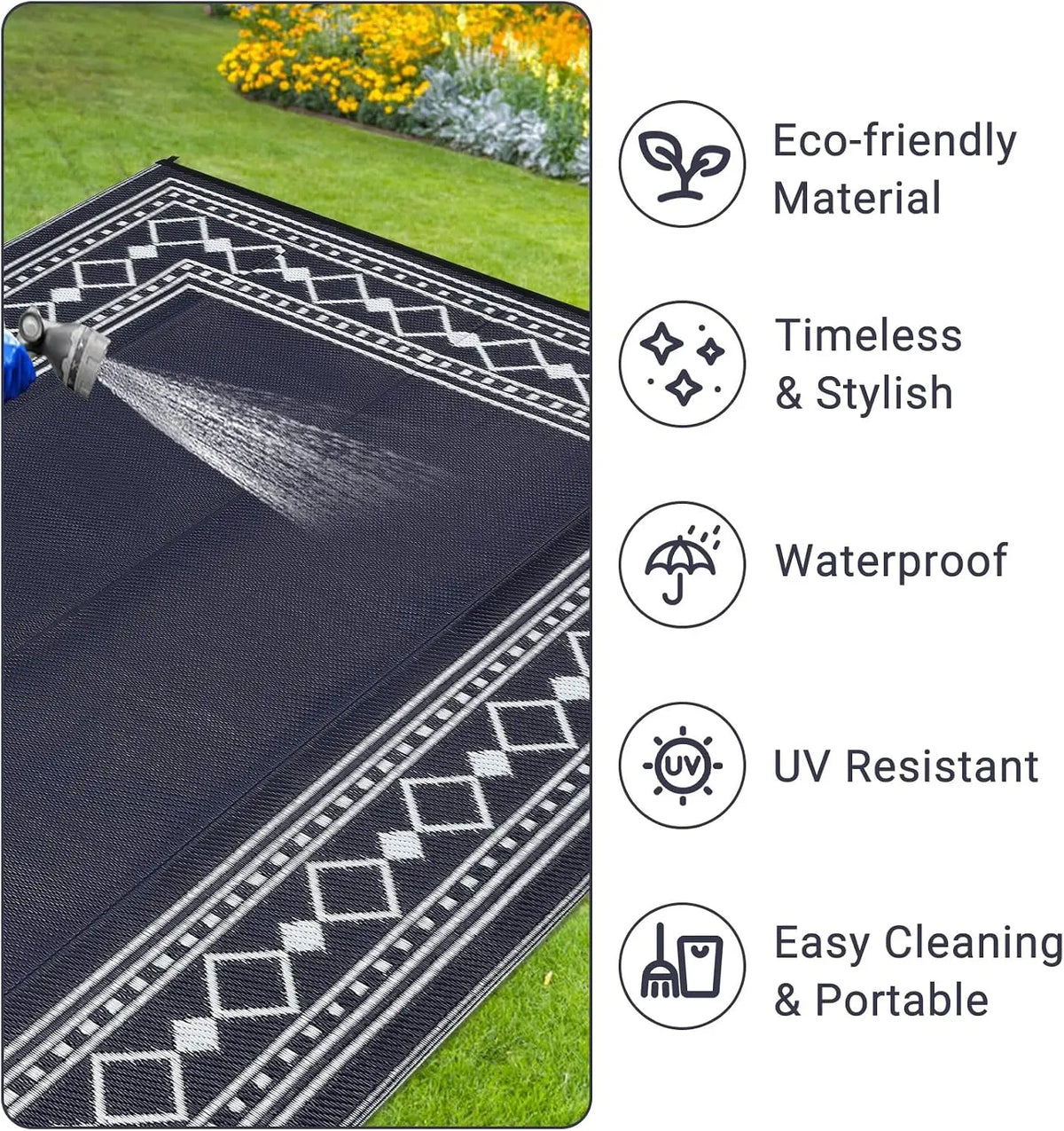 Garvee Washable Waterproof Flocked Polyester Area Rug