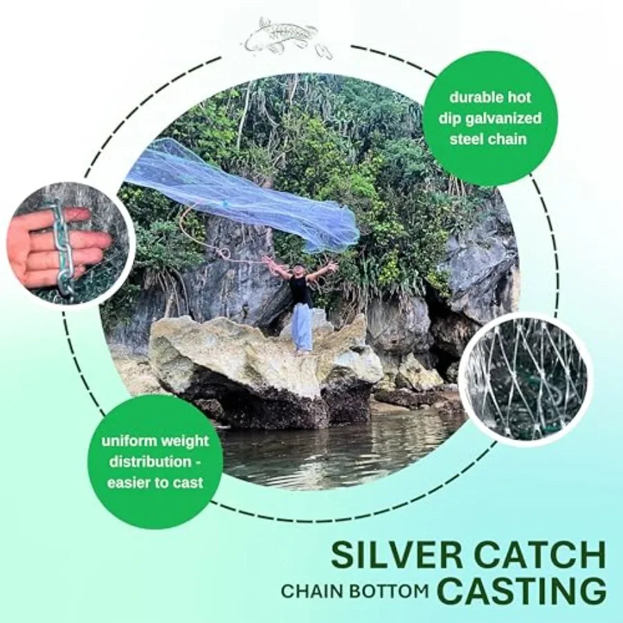 Saltwater Fishing Cast Net With Chain Bottom