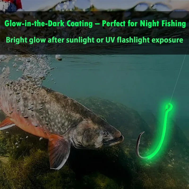 20 Pcs Glow In The Dark Offset Circle Fishing Hooks