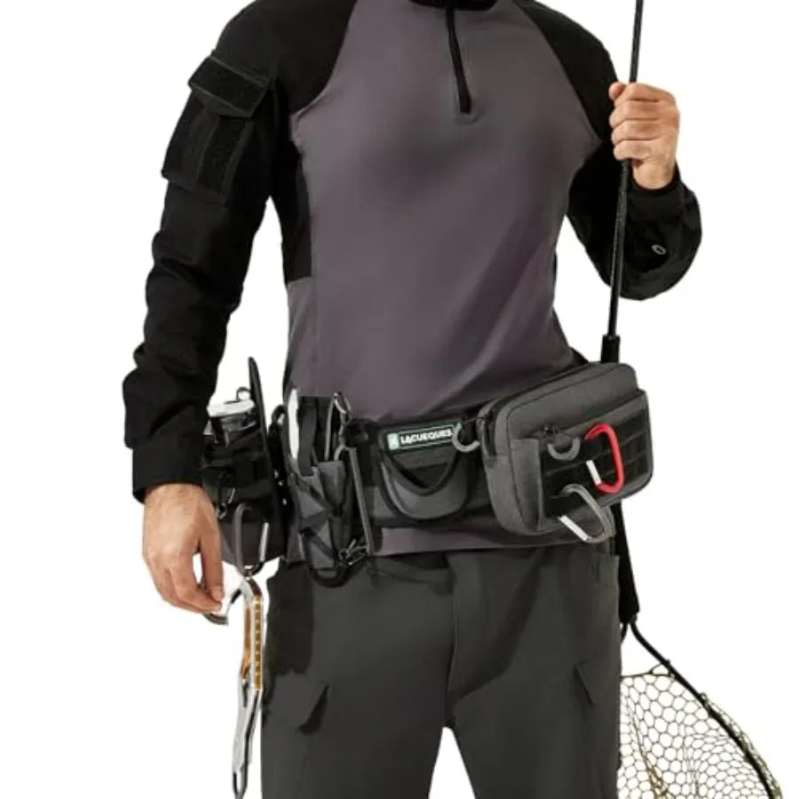 Modular Fishing Wading Belt With Rod Holder And Tackle Pouch