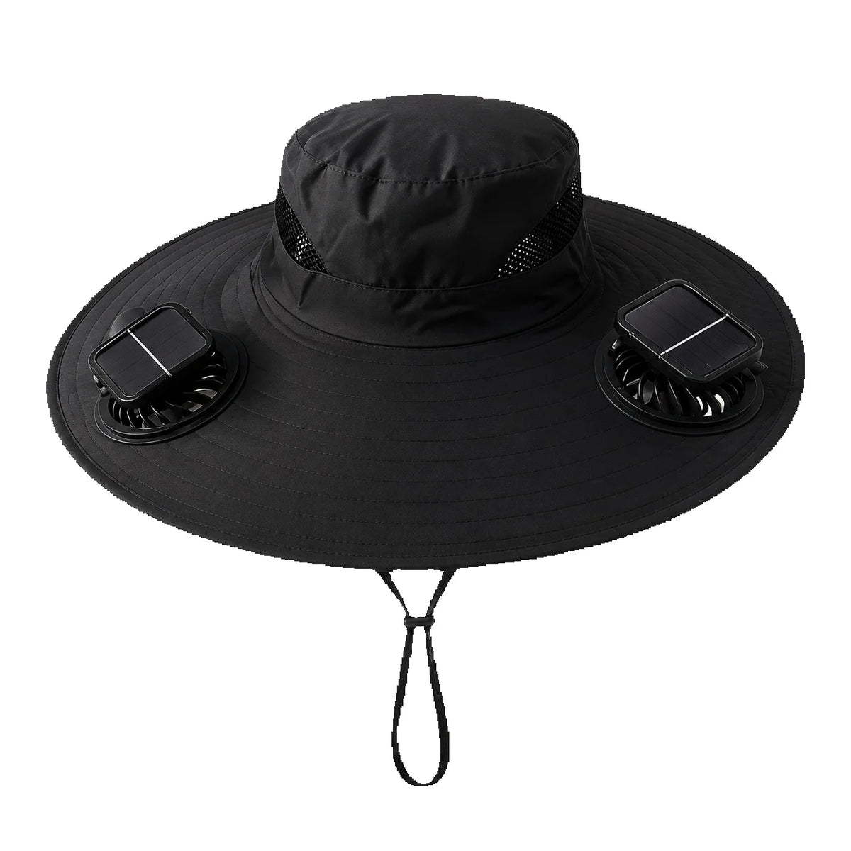Solar Powered Cooling Fan Hat With Wide Brim