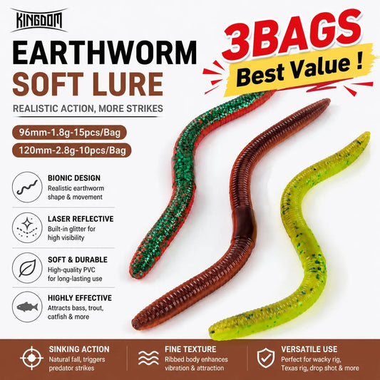 Kingdom Slow Sinking Soft Bait Fishing Lures Artificial Sea Worm