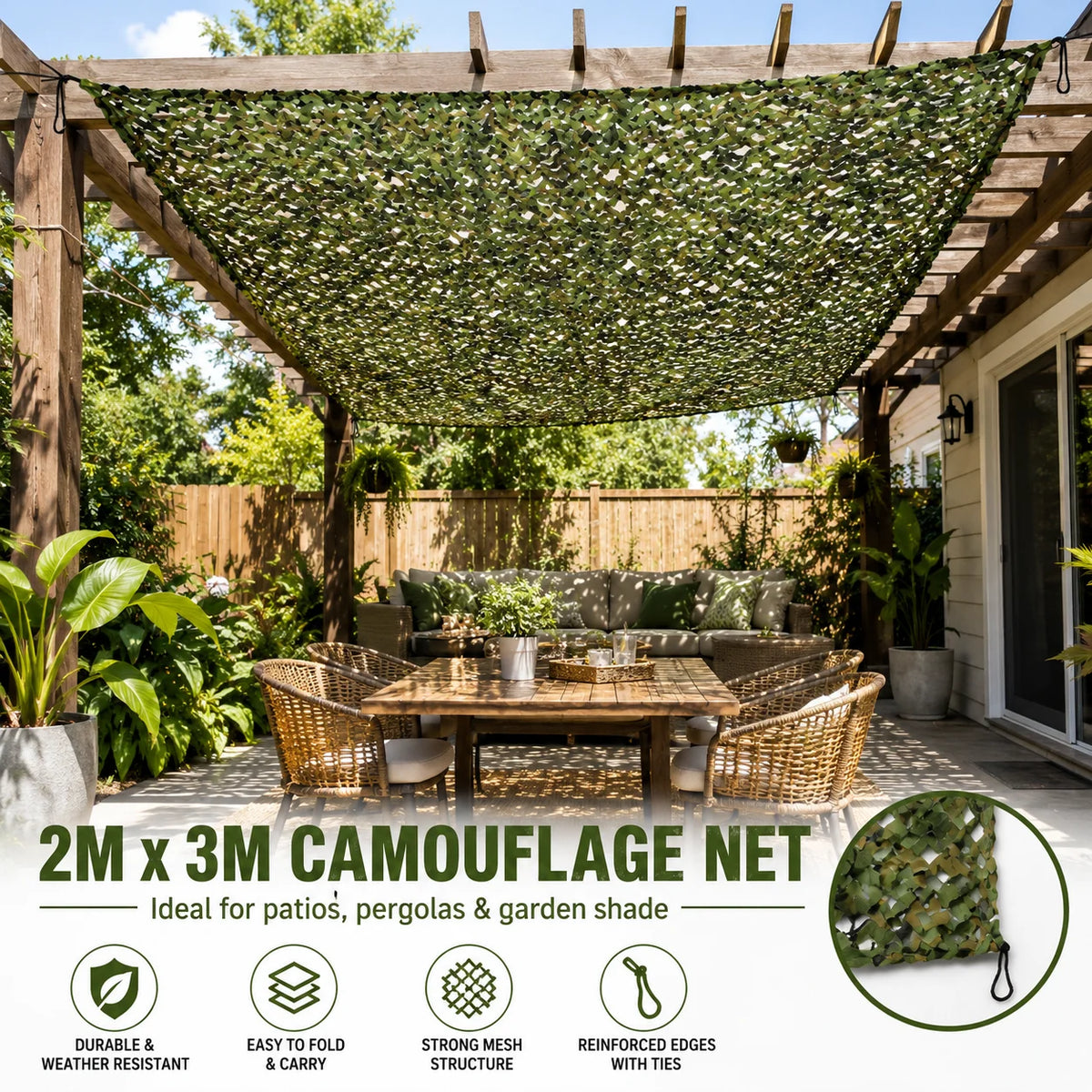 Outdoor Camouflage Netting for Hunting, Camping, and Shade