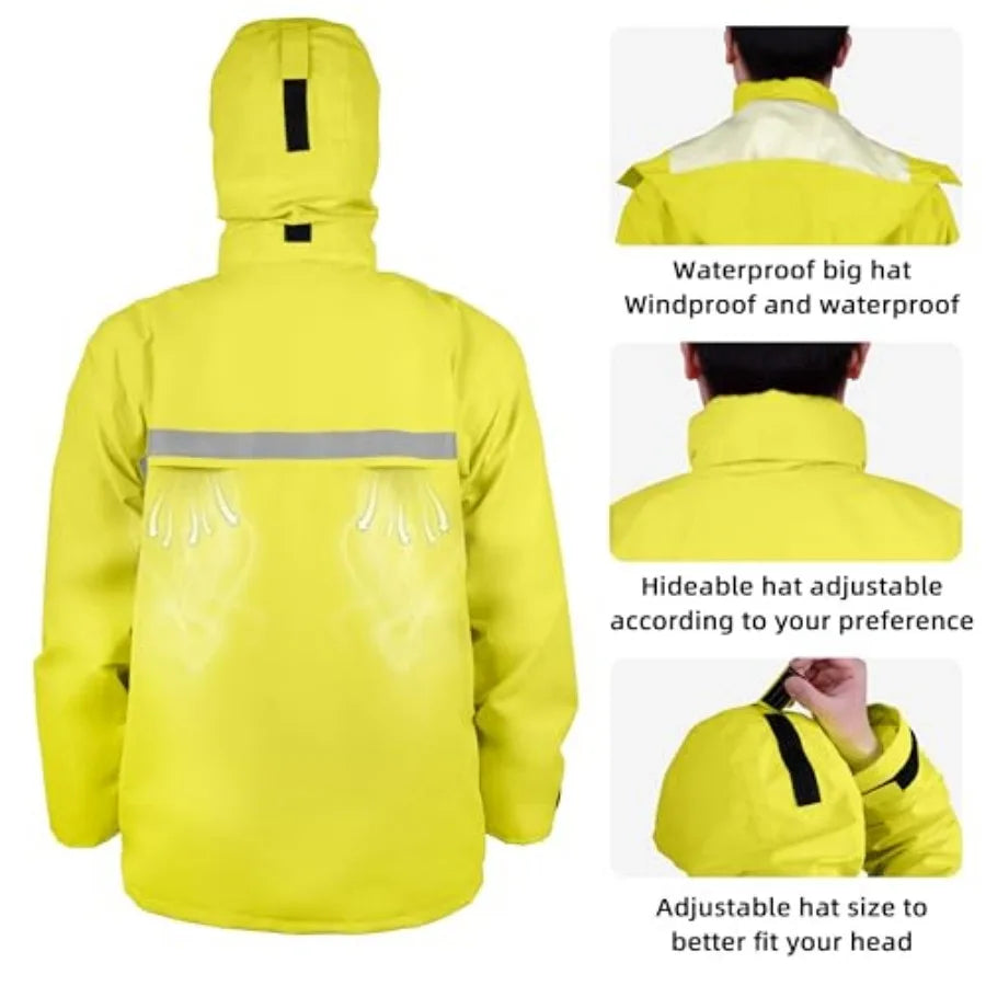 Breathable Waterproof Rain Suit Jacket And Trouser Set With Hood