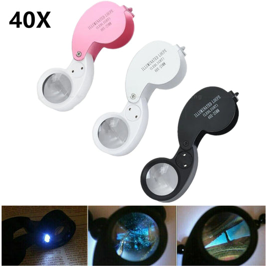 40X LED Illuminated Jewelers Loupe Magnifier For Jewelry