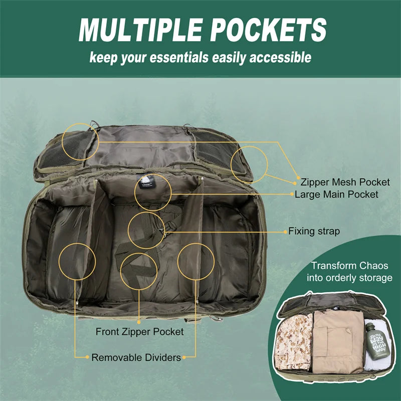 LQARMY Tactical Hiking Backpack for Camping and Travel