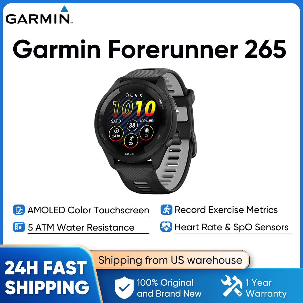 Garmin Forerunner 265 GPS Smartwatch With Heart Rate Monitor