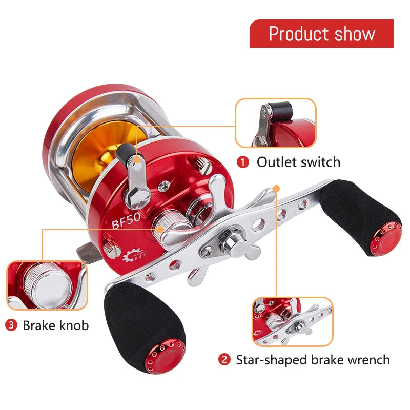 Billings Trolling Drum Fishing Reel With Aluminum Spool