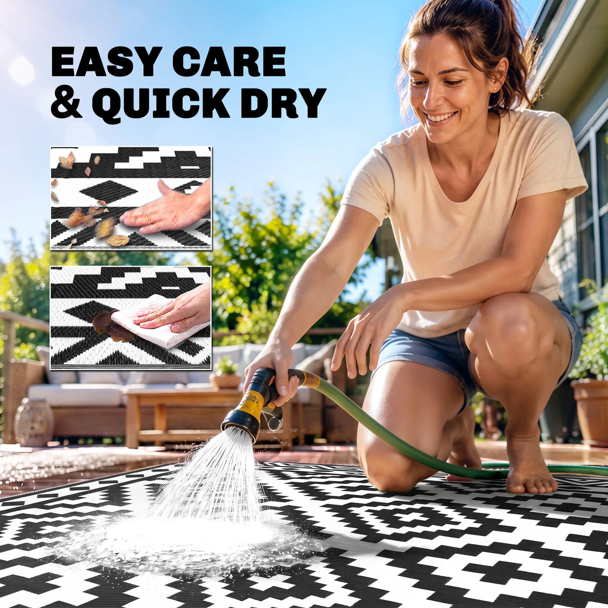 Outsunny Reversible Geometric Outdoor Rug