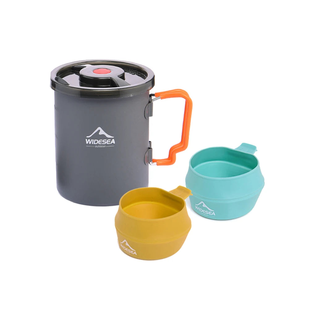 Widesea French Press Camping Coffee Pot With Foldable Bowls