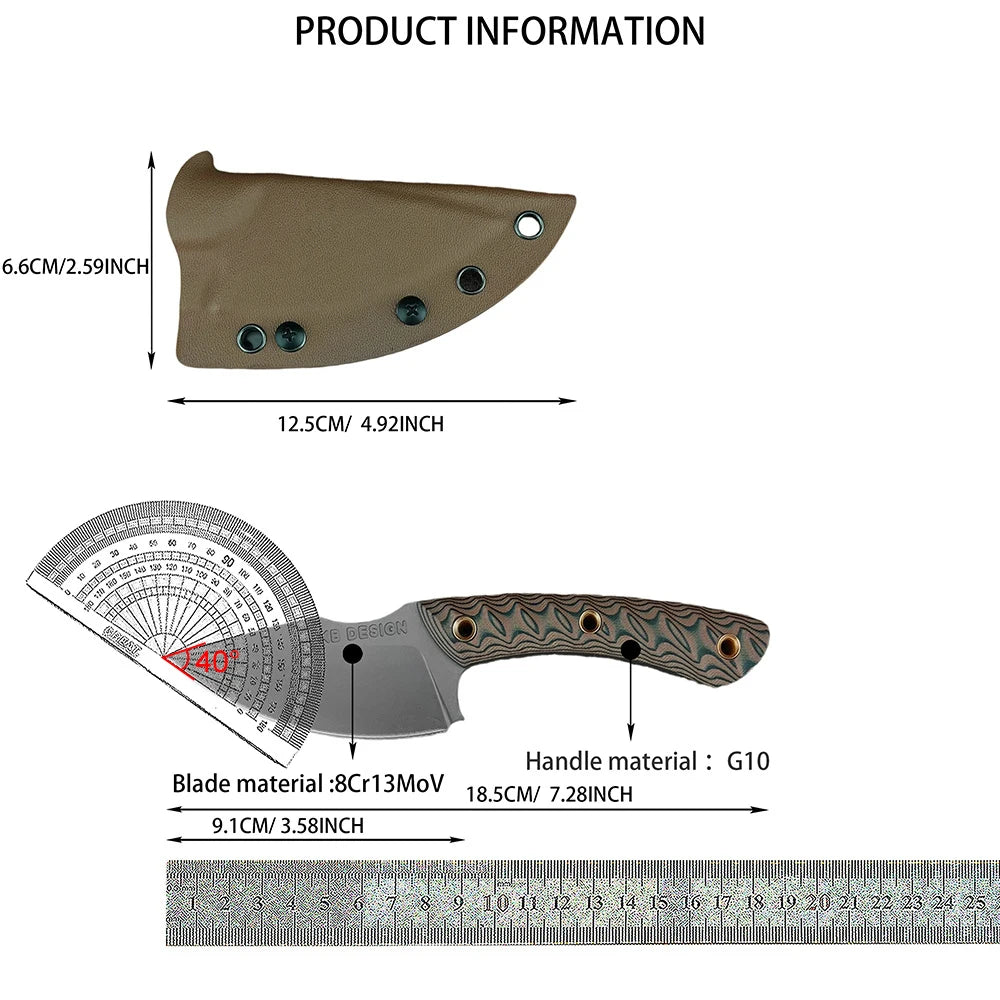DIY Outdoor Camping Fixed Blade Stainless Steel Knife