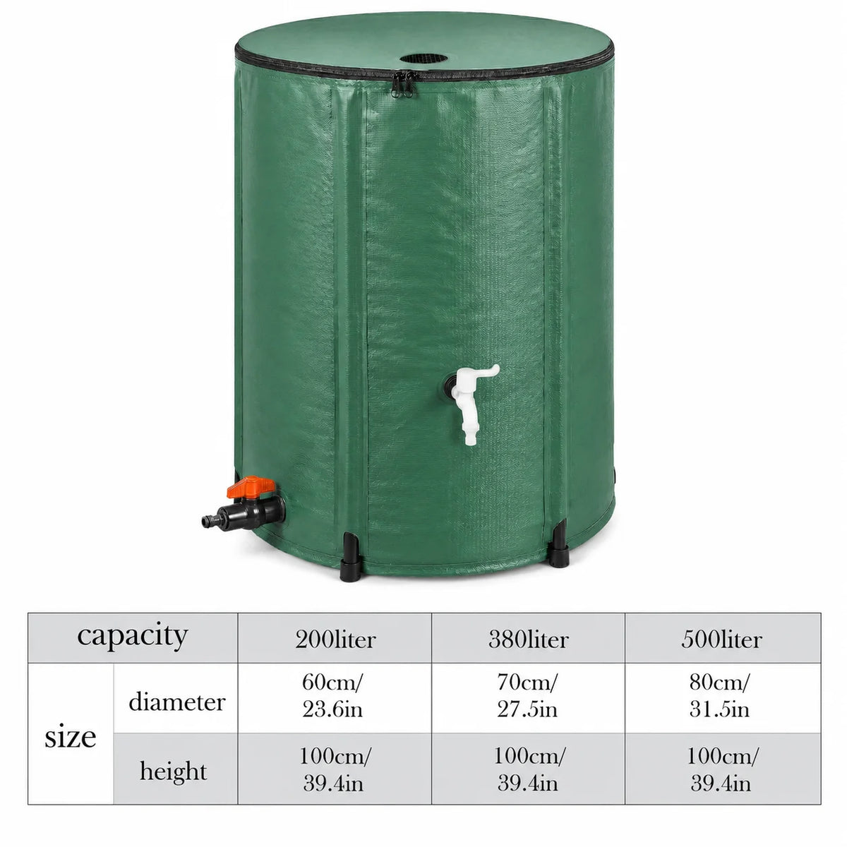 Collapsible Rain Barrel Water Storage Tank for Garden Irrigation