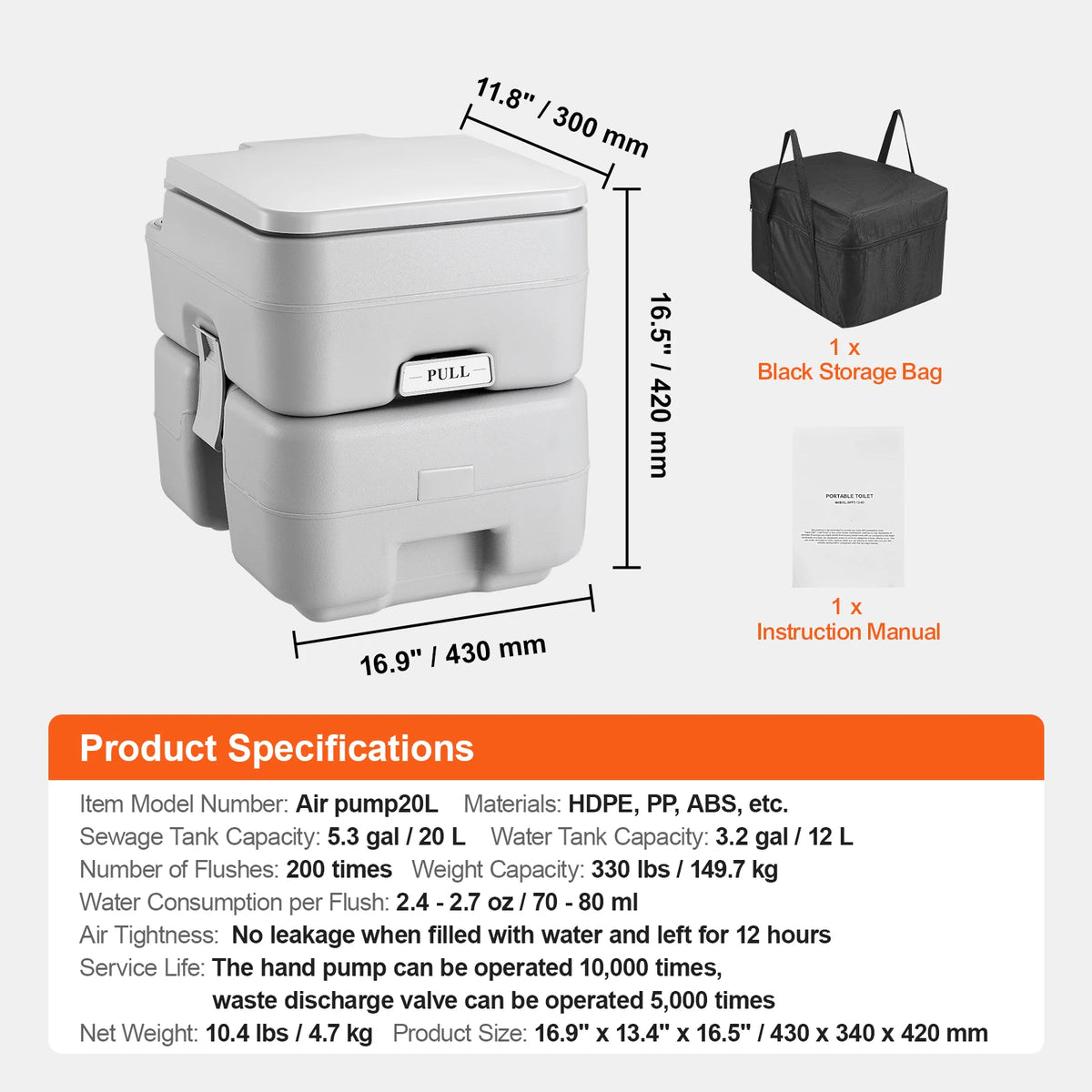 SucceBuy Portable Toilet With Detachable Waste Tank And Level Indicator