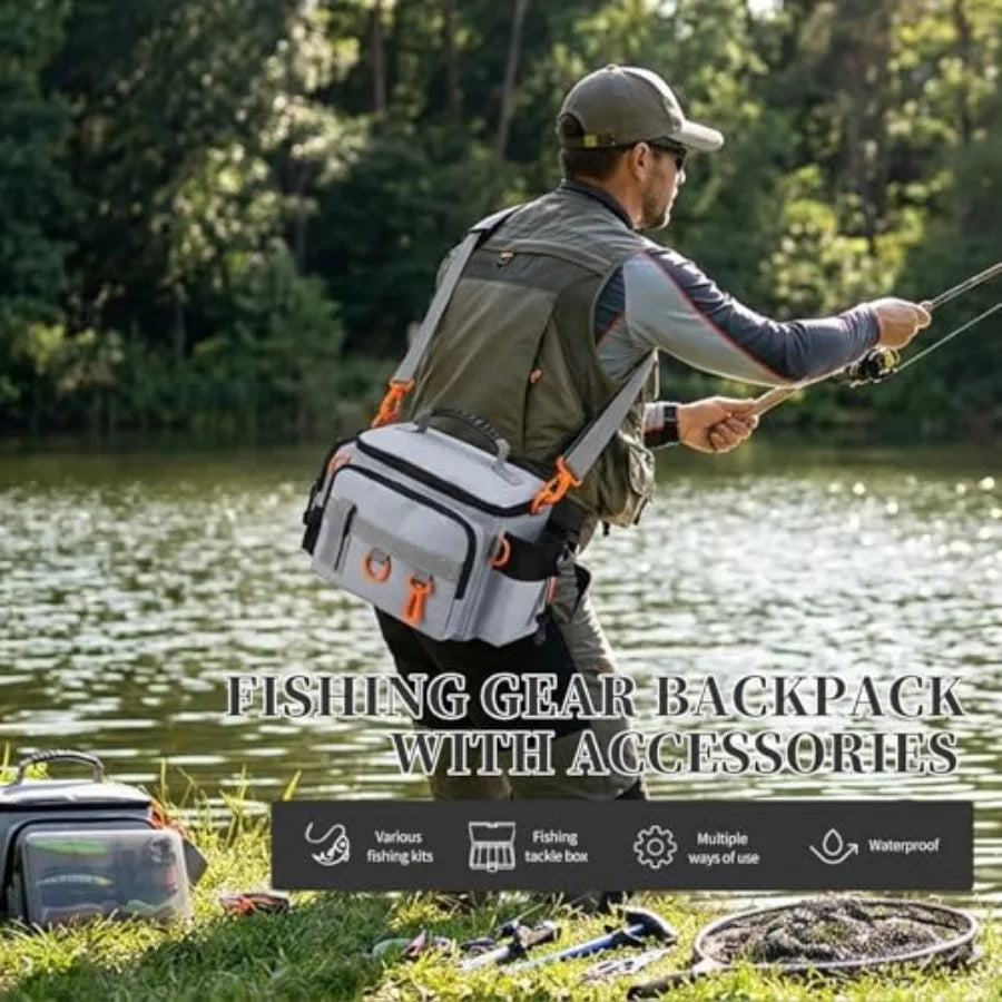 Waterproof Polyester Fishing Tackle Bag With Padded Strap And Lures