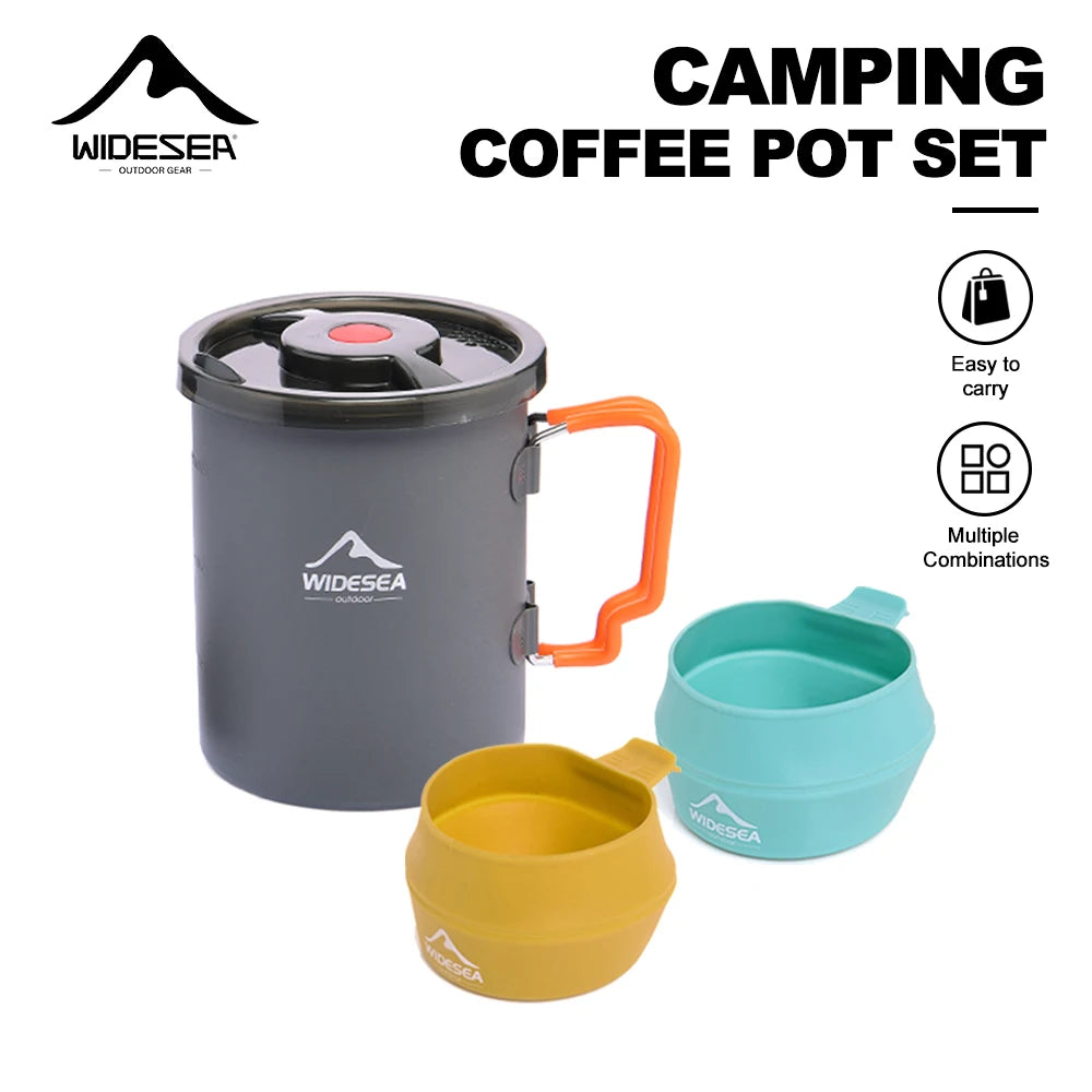 Widesea French Press Camping Coffee Pot With Foldable Bowls