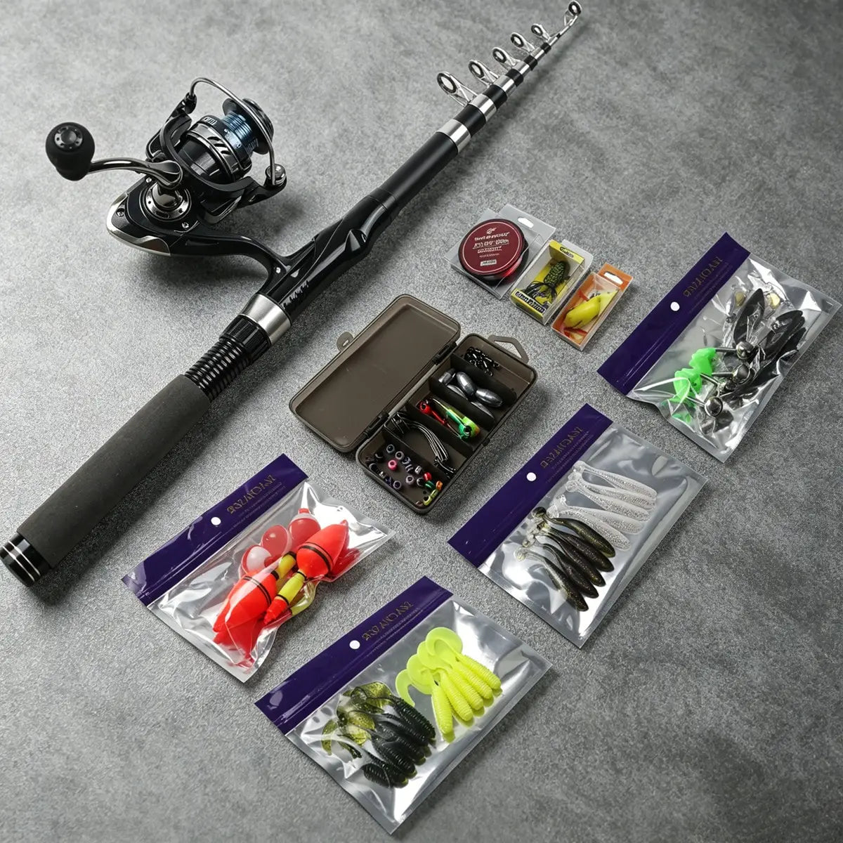 Portable Telescopic Fishing Rod and Reel Combo Kit With Tackle