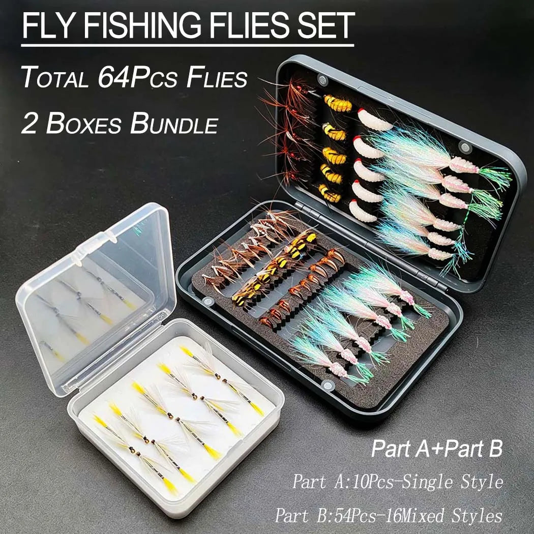 Fly Fishing Flies for Trout and Salmon Dry Wet Nymphs