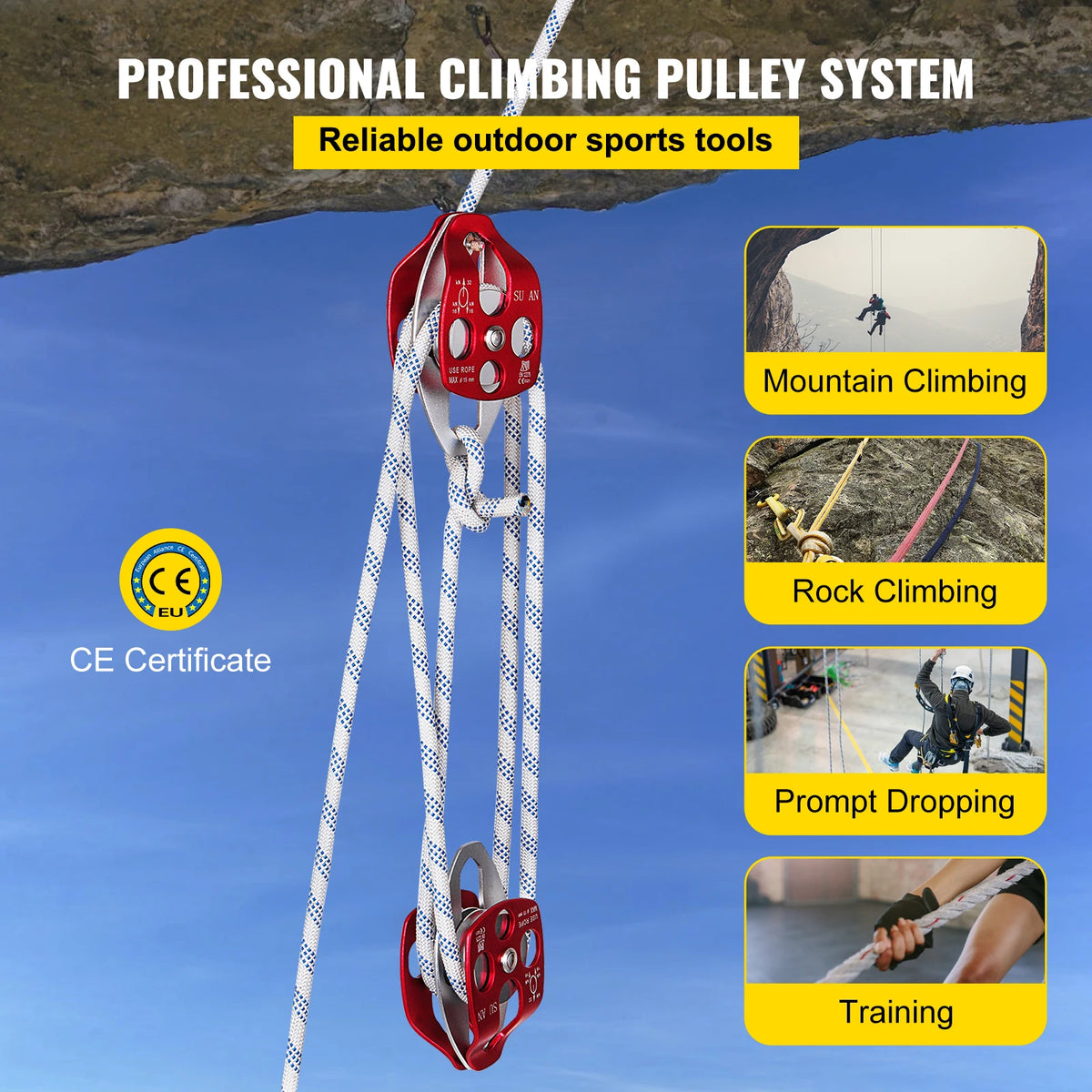 SucceBuy Heavy Duty Twin Sheave Pulley Block and Tackle