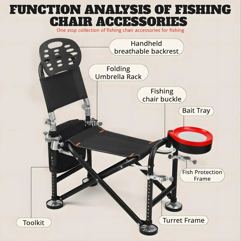 Folding Fishing Chair With Adjustable Backrest And Rod Holder