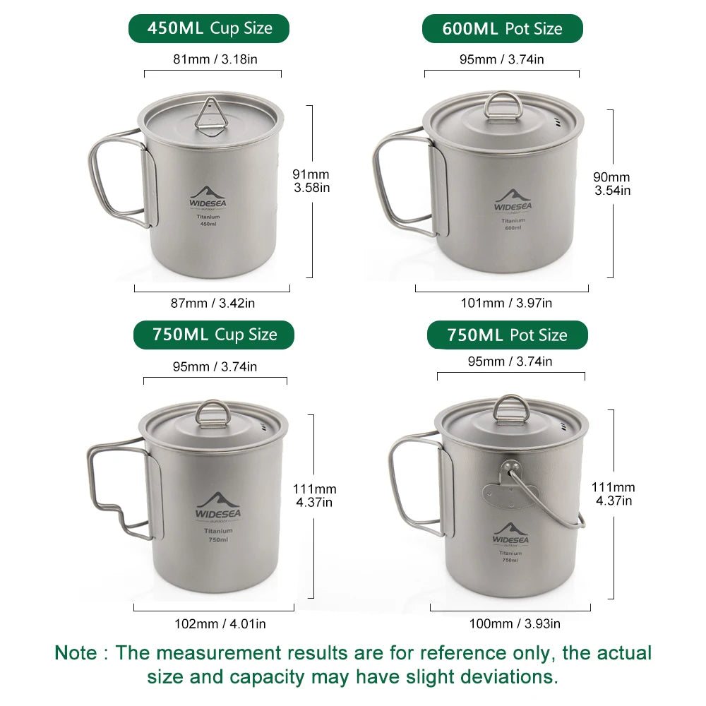 Widesea Titanium Camping Cup With Foldable Handle
