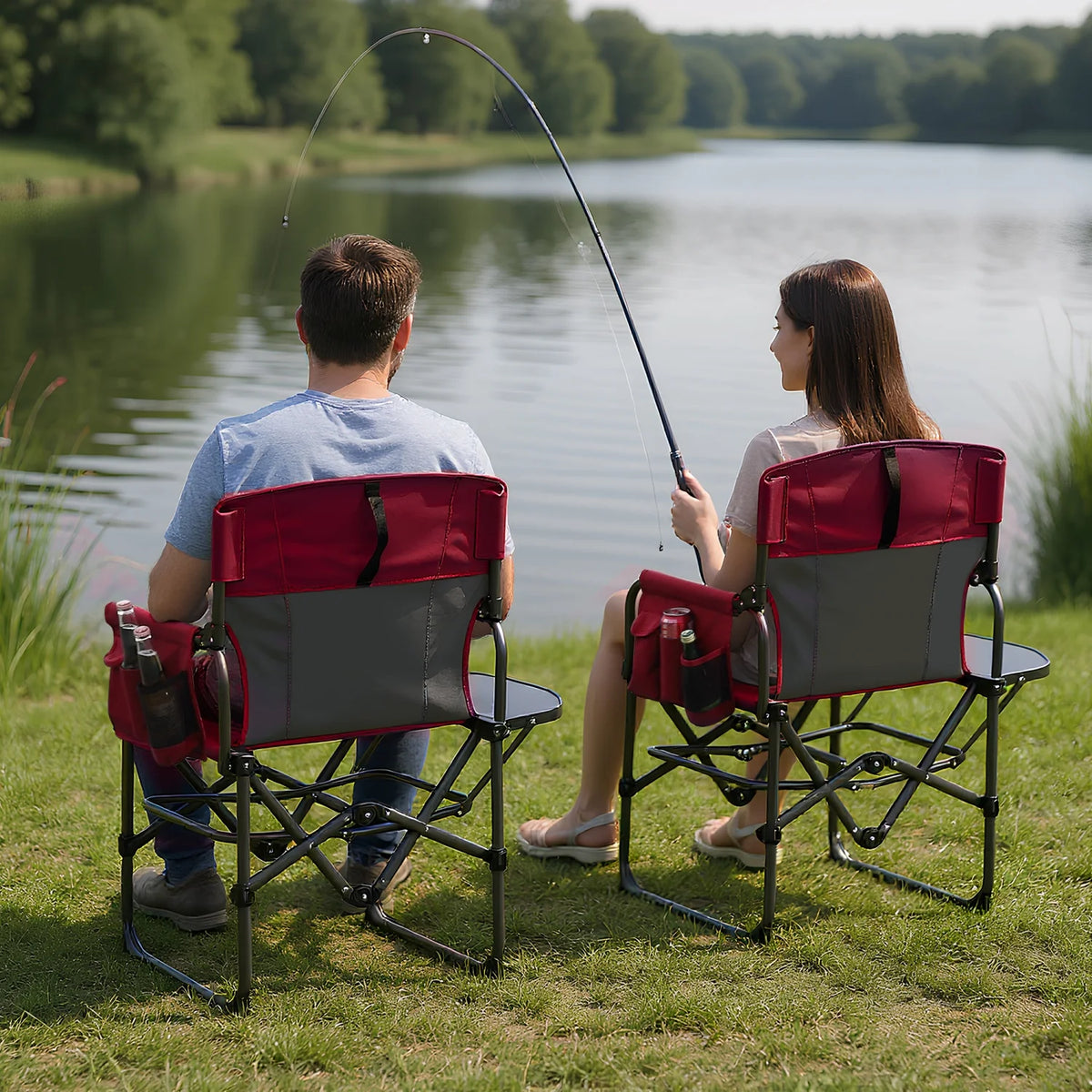 HiMiss Folding Director Chair With Side Table And Cup Holder