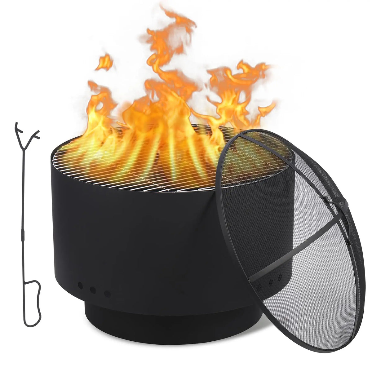 HiMISS Smokeless Wood Burning Fire Pit With Cooking Grate