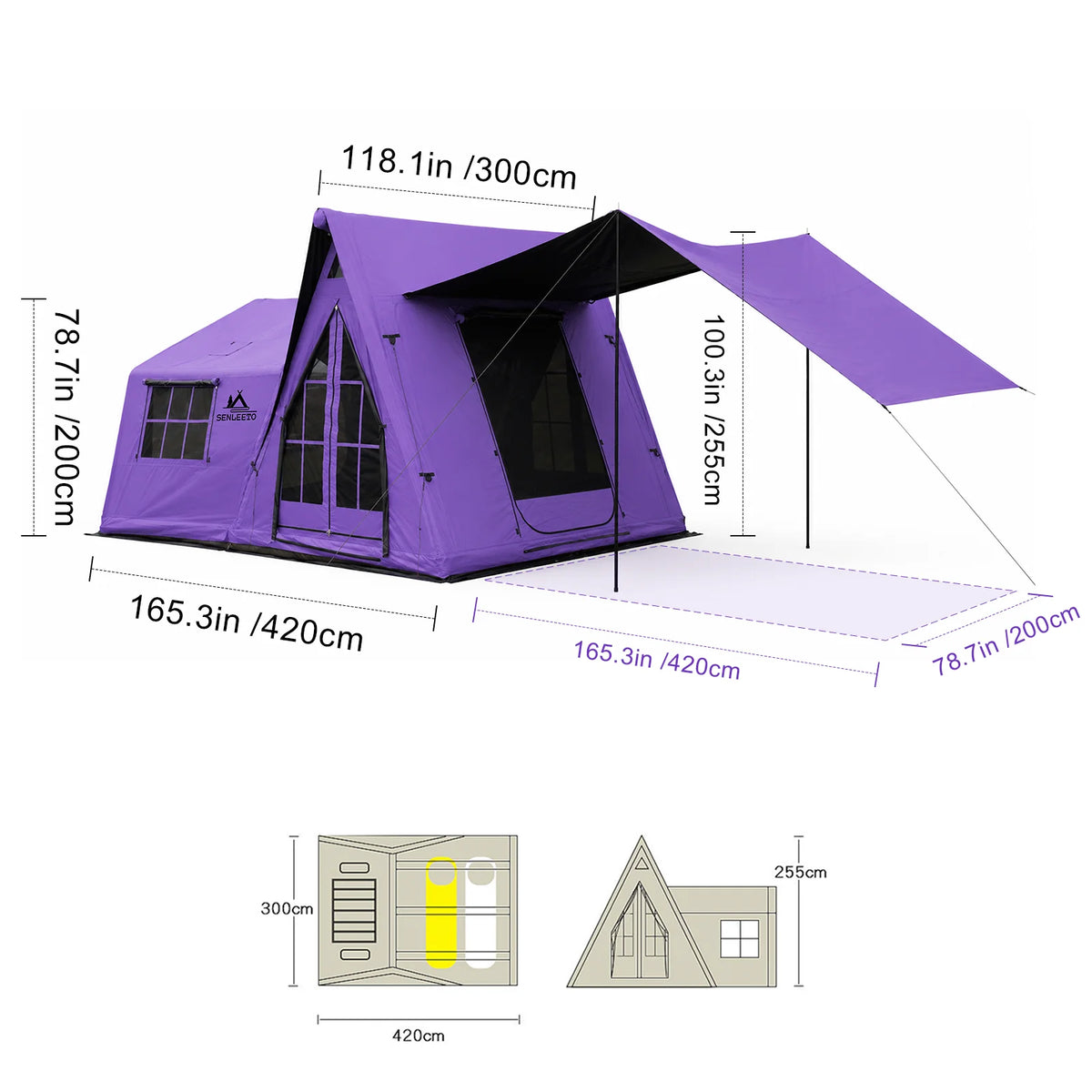 SENLEETO Inflatable Camping Tent With Stove Jack