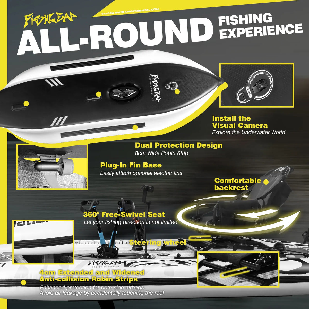 Spatium Pedal Drive Inflatable Fishing Kayak With Flipper