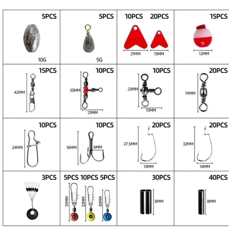 Fishing Tackle Kit With Lures Hooks And Storage Box