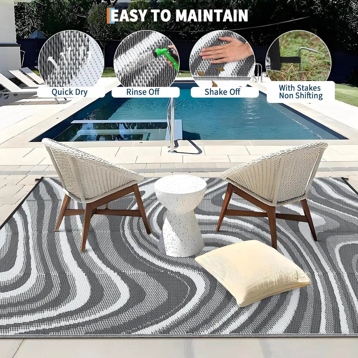 Garvee Waterproof Reversible Outdoor Rug for Camping and Patio