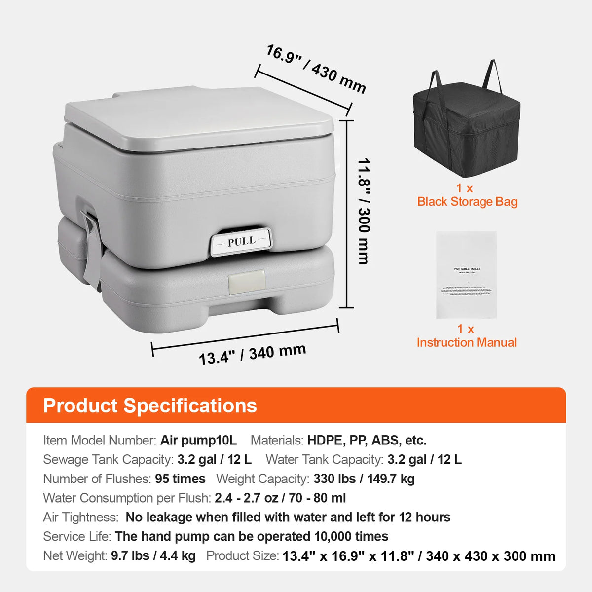 SucceBuy Portable Toilet With Detachable Waste Tank And Level Indicator
