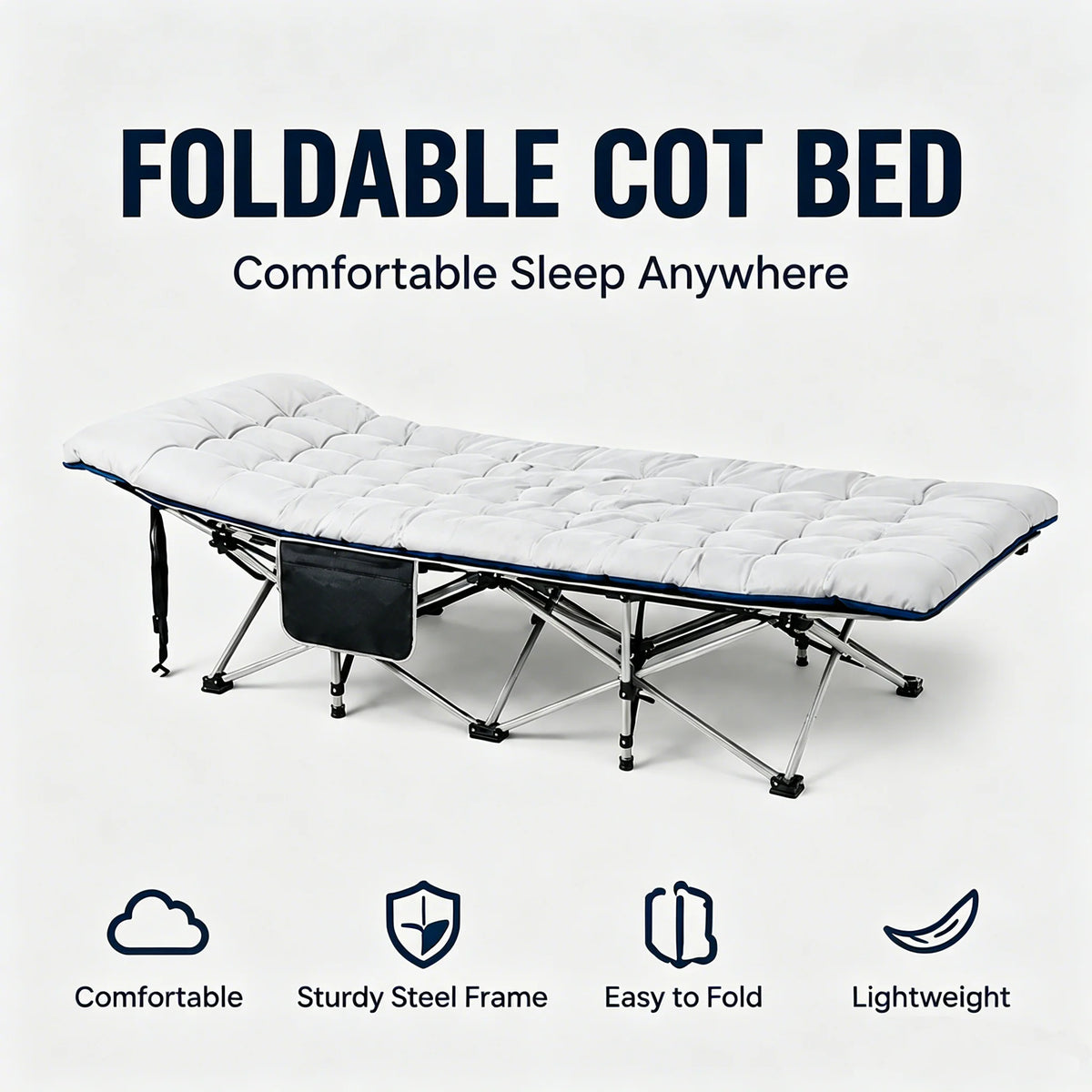 Portable Folding Camping Cot With Thick Padded Mattress For Camping and Travel