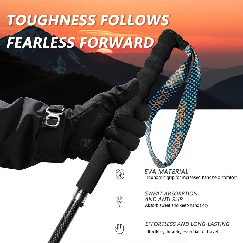 OKHEALING Carbon Fiber Collapsible Trekking Poles