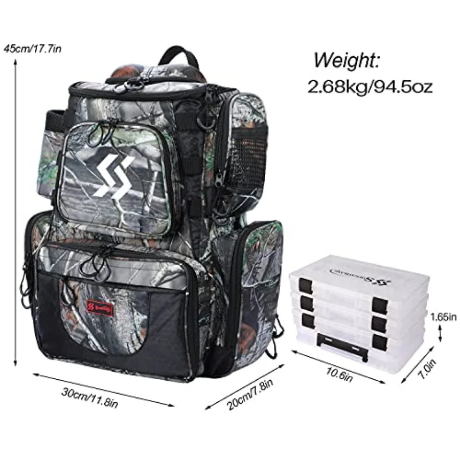 Waterproof Fishing Tackle Backpack With Storage Trays